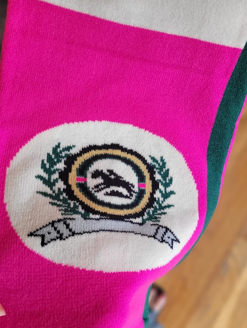 Free People Movement Big League Reversible Scarf Pink Graphic Logo Colorblock